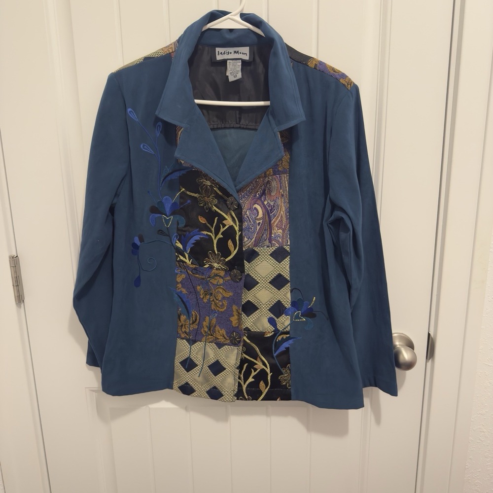 Indigo Moon Women's Teal Tapestry Design Blazer Size 10